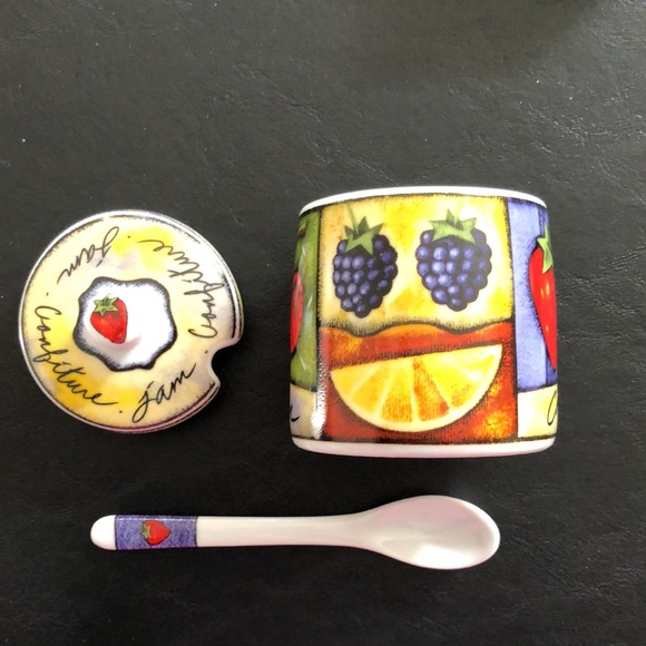 Joie de Vivre Confiture - Jam or Jelly Jar canister w/ lid & spoon - Picture 6 of 8